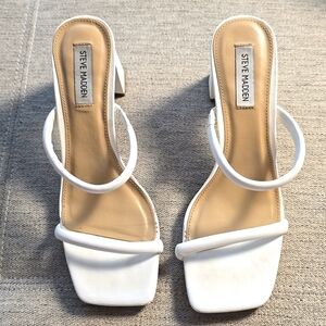 Steve Madden White Strappy Heels Sz 9